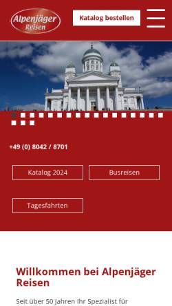 Vorschau der mobilen Webseite www.alpenjaeger.de, Alpenjäger Reisen