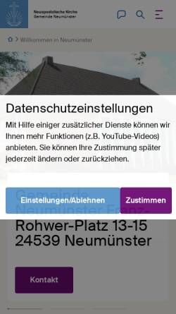 Vorschau der mobilen Webseite neumuenster.nak-nordost.de, Neuapostolische Kirche Neumünster