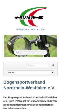 Vorschau der mobilen Webseite bvnw91.de, Bogensportverband Nordrhein-Westfalen e.V. (BVNW)