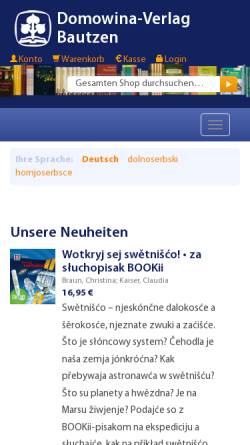 Vorschau der mobilen Webseite www.domowina-verlag.de, Domowina-Verlag Bautzen