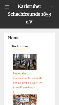 Vorschau der mobilen Webseite www.ksf1853.de, Karlsruher Schachfreunde 1853 e.V.