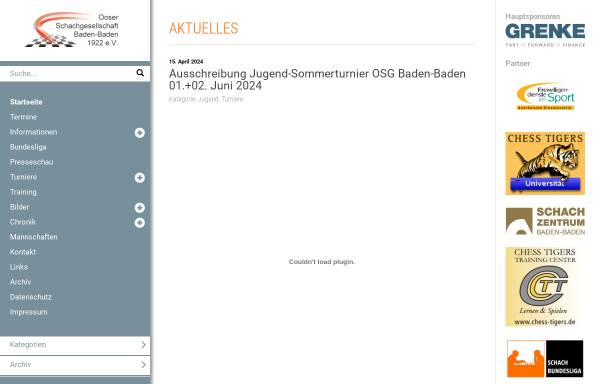 Vorschau von www.zugzwang.de, Ooser Schachgesellschaft Baden-Baden 1922 e.V.