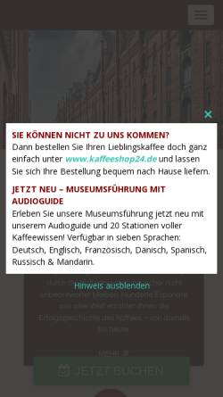 Vorschau der mobilen Webseite kaffeemuseum-burg.de, Kaffeemuseum Burg