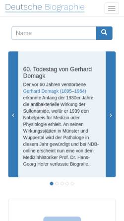 Vorschau der mobilen Webseite www.deutsche-biographie.de, Deutsche Biographie