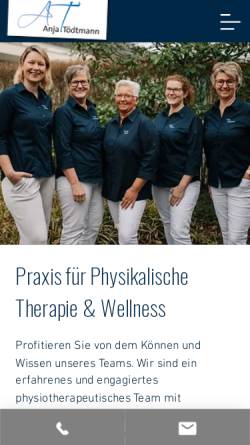 Vorschau der mobilen Webseite www.physiotherapie-toedtmann.de, Anja Tödtmann, Praxis für Physiotherapie
