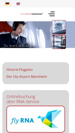 Vorschau der mobilen Webseite www.flugplatz-mannheim.de, City Airport Mannheim
