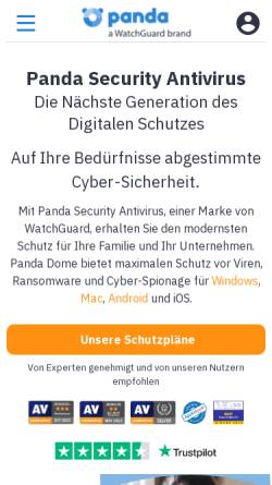 Vorschau der mobilen Webseite www.pandasecurity.com, Panda Software Deutschland