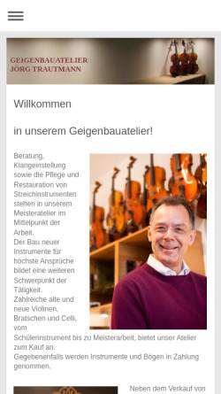 Vorschau der mobilen Webseite geigenbau-trautmann.com, Geigenbauatelier Trautmann, München