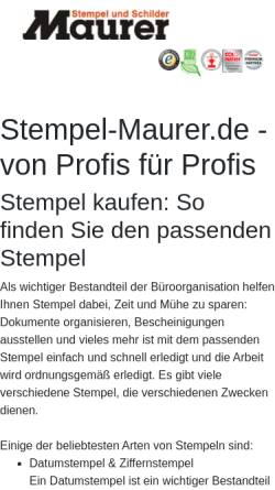 Vorschau der mobilen Webseite stempel-maurer.de, Stempel Maurer GmbH