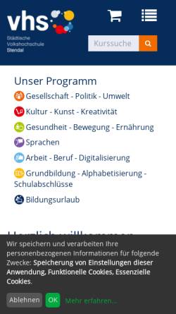 Vorschau der mobilen Webseite www.vhs-stendal.de, Städtische Volkshochschule Stendal