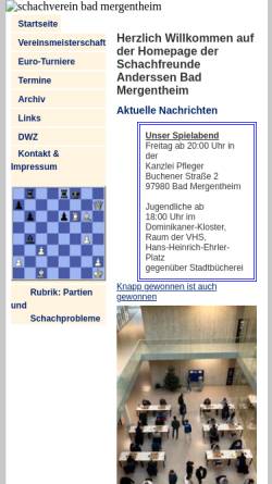 Vorschau der mobilen Webseite www.sf-bad-mergentheim.de, Schachfreunde Anderssen Bad Mergentheim e.V.