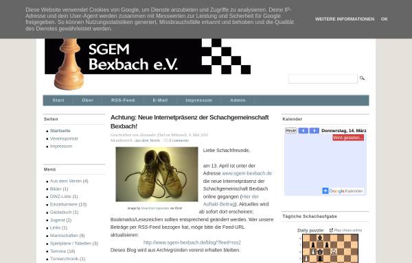 Vorschau von www.sgembexbach.blogspot.com, Schachgemeinschaft Bexbach/Saar e.V.