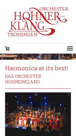 Vorschau der mobilen Webseite www.hohnerklang.de, Orchester Hohnerklang, Trossingen