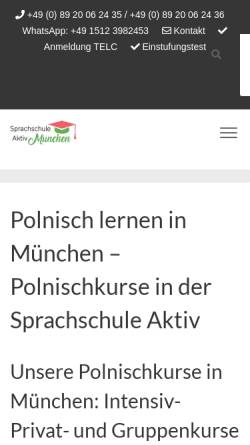 Vorschau der mobilen Webseite www.sprachschule-aktiv-muenchen.de, Sprachschule Polnisch Aktiv