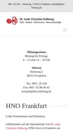 Vorschau der mobilen Webseite www.hno-hellweg.de, Hellweg, Dr. med. Christian