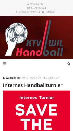 Vorschau der mobilen Webseite www.ktvwil-handball.ch, KTV Wil Handball