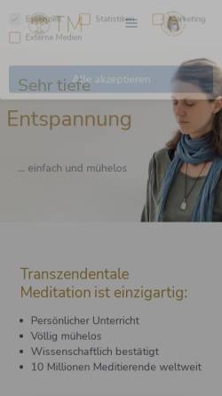 Vorschau der mobilen Webseite www.meditation.de, Transzendentale Meditation