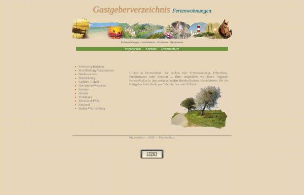 Vorschau von www.gastgeberverzeichnis-ferienwohnungen.de, Gastgeberverzeichnis Ferienwohnungen