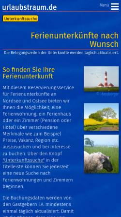 Vorschau der mobilen Webseite www.urlaubstraum.de, Urlaubstraum.de