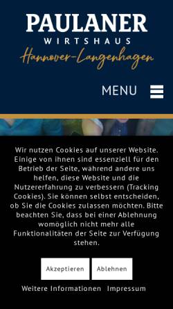 Vorschau der mobilen Webseite www.paulaner-langenhagen.de, Paulaner Wirtshaus - Inh. Violetta Rieb