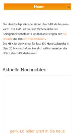 Vorschau der mobilen Webseite www.hskup.de, HSK Urbach / Plüderhausen