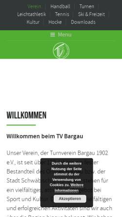 Vorschau der mobilen Webseite www.tvbargau.de, Turnverein Bargau 1902 e.V.