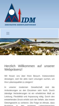 Vorschau der mobilen Webseite www.idm-remscheid.de, IDM Innovative Dienstleistungen