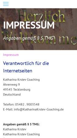 Vorschau der mobilen Webseite www.katharinakrstev-coaching.de, Katharina Krstev