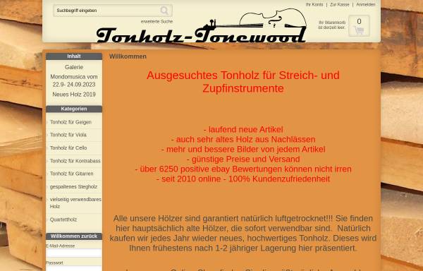 Vorschau von www.tonholz-tonewood.de, Tonholz-Tonewood, Inhaber Andreas Sandner