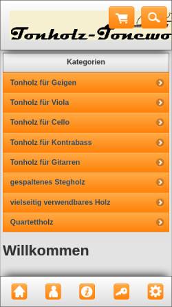 Vorschau der mobilen Webseite www.tonholz-tonewood.de, Tonholz-Tonewood, Inhaber Andreas Sandner