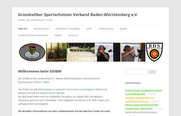Vorschau von www.gsvbw.de, Großkaliber Sportschützen Verband Baden Württemberg e.V.