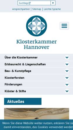 Vorschau der mobilen Webseite www.klosterkammer.de, Klosterkammer Hannover
