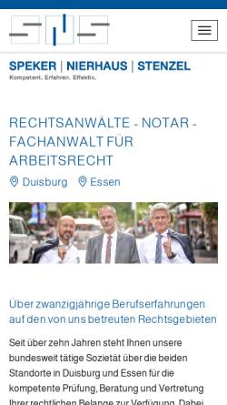 Vorschau der mobilen Webseite www.sns-anwaelte.de, Speker Nierhaus Stenzel - Rechtsanwälte und Notare