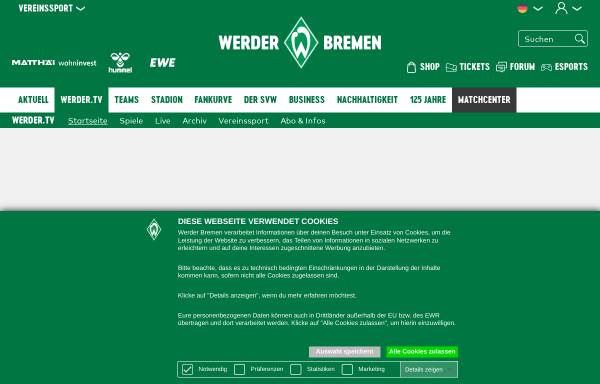 Vorschau von www.werder.tv, Werder.tv
