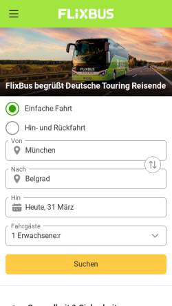 Vorschau der mobilen Webseite www.touring.de, FSM-Reisen