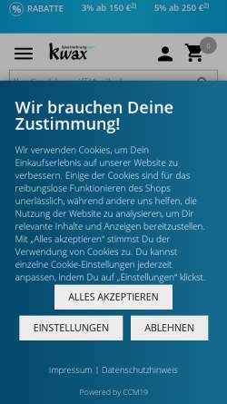 Vorschau der mobilen Webseite www.sportnahrung-kwax.de, Sportnahrung-kwax