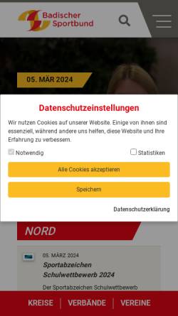 Vorschau der mobilen Webseite badischer-sportbund.de, Badischer Sportbund Nord e.V.