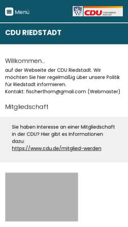 Vorschau der mobilen Webseite www.cdu-riedstadt.de, CDU Riedstadt