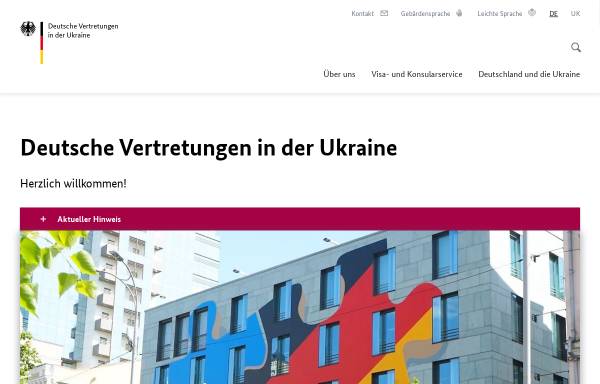 Vorschau von www.kiew.diplo.de, Botschaft der Bundesrepublik Deutschland in der Ukraine