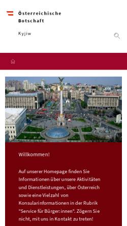 Vorschau der mobilen Webseite www.bmeia.gv.at, Botschaft Österreichs in der Ukraine