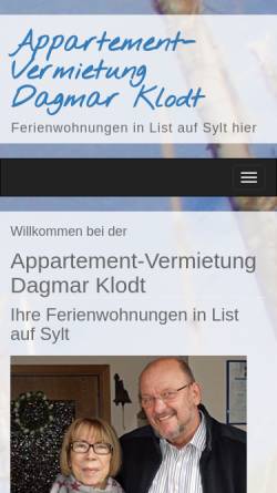 Vorschau der mobilen Webseite appartements-list-sylt.de, Appartementvermietung Dagmar Klodt