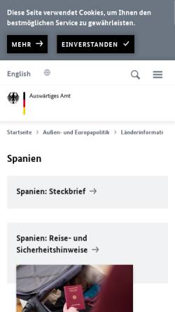 Vorschau der mobilen Webseite www.auswaertiges-amt.de, Auswärtiges Amt