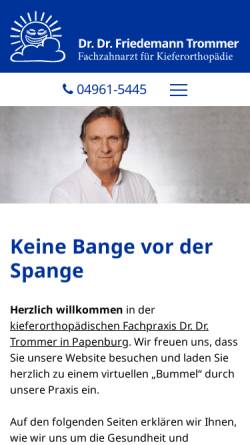 Vorschau der mobilen Webseite www.spange-trommer.de, Kieferorthopädische Fachpraxis Dr. Dr. Trommer