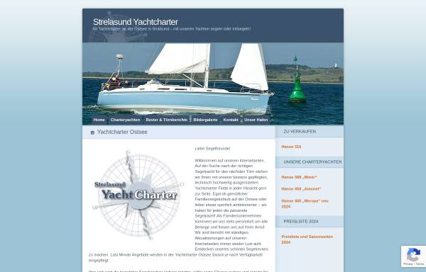 Vorschau von www.strelasund-yachtcharter.de, Strelasund Yachtcharter