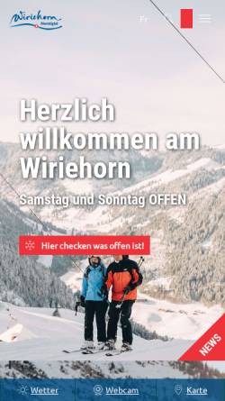 Vorschau der mobilen Webseite www.wiriehorn.ch, Bergbahnen Wiriehorn, Diemtigtal