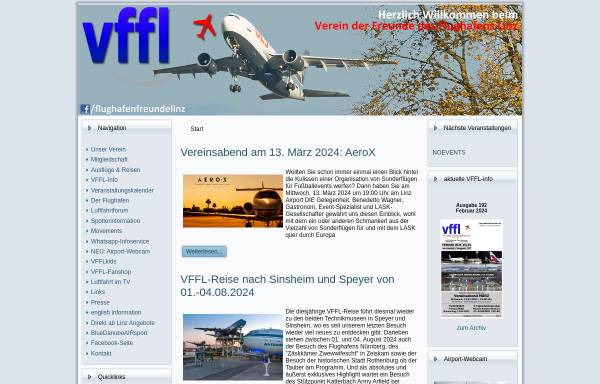 Vorschau von www.vffl.at, VFFL, Verein der Freunde des Flughafens Linz