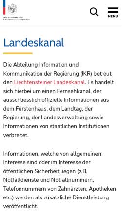 Vorschau der mobilen Webseite www.landeskanal.llv.li, Landeskanal - Landesverwaltung Liechtenstein