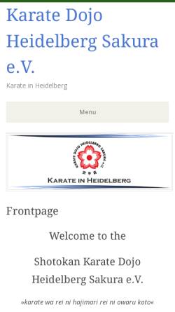 Vorschau der mobilen Webseite www.karate-in-heidelberg.de, Shotokan Karate Dojo Heidelberg Sakura e.V.