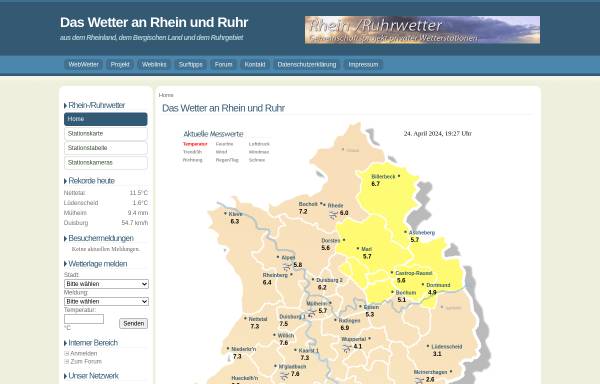 Vorschau von www.ruhrwetter.de, Das Wetter an Rhein und Ruhr