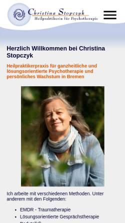 Vorschau der mobilen Webseite www.praxis-stopczyk.de, Christina Stopczyk - Heilpartikerin für Psychotherapie